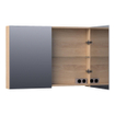 BRAUER Impress spiegelkast - 100x70x15cm - zonder verlichting - 2 dubbelzijdige spiegeldeuren - lamellen eiken naturel SW393074