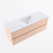 MONDIAZ VICA Badkamermeubelset - 130cm - onderkast rosee- 2 lades - wastafel cloud midden - 1 kraangat - 60cm hoge versie - talc SW1083321