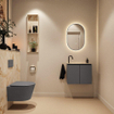 MONDIAZ TURE-DLUX 60cm toiletmeubel Dark Grey. EDEN wastafel Frappe positie links. Met 1 kraangat. SW1102728