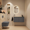 MONDIAZ TURE-DLUX 100cm toiletmeubel Dark Grey. EDEN wastafel Frappe positie links. Met 1 kraangat. SW1102755