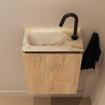 MONDIAZ TURE-DLUX 40cm toiletmeubel Washed Oak. EDEN wastafel Frappe positie links. Met 1 kraangat. SW1103102