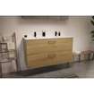 Go by Van Marcke badkamermeubelset - 120x65x45.5cm - 2 lades - met grepen - 2 wasbakken wit mat - 2 kraangaten - met spiegelkast - MDF Riverside Oak SW911697