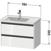 Duravit Ketho 2 wastafelonderbouwkast met 2 laden voor waskom links 78.4x45.5x54.9cm met grepen antraciet grafiet mat SW773007