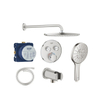 Grohe Grohtherm regendoucheset inbouw - hoofddouche rond - handdouche rond - gebogen wandarm - supersteel SW1235160