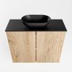 Mondiaz Fowy Toiletmeubel - 60x50x23cm - washed oak mat - 0 kraangaten - wasbak midden - 2 deuren - solid surface - blad Melamine - wasbak: zwart SW761445