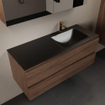 Mondiaz Aivy badmeubelset - 120x45x50cm - 1 kraangat - 1 wasbak urban Solid surface - Rechts - 2 lades - Met spiegelkast - Melamine Mocha SW892199