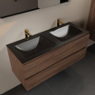 Mondiaz Aivy badmeubelset - 120x45x50cm - 2 kraangaten - 2 wasbakken urban Solid surface - Links en rechts - 2 lades - Met spiegel - Melamine Mocha SW892141