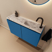 MONDIAZ TURE-DLUX 80cm toiletmeubel Jeans. EDEN wastafel Glace positie rechts. Met 1 kraangat. SW1103318