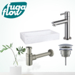 FugaFlow Eccelente Arredo fonteinset - 38x24x8cm - 1 kraangat - marmer - fonteinkraan RVS geborsteld - wit - SW1125320