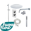 FugaFlow Eccelente Sobrado Badkamer Inbouw Regendoucheset - thermostatisch - wandarm -glijstang - 25cm hoofddouche - staaf handdouche - chroom SW1124106
