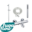 FugaFlow Eccelente Sobrado Badkamer badkraan met glijstangset met staafhanddouche, gladde doucheslang chroom SW1124003