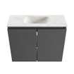 MONDIAZ TURE-DLUX 60cm toiletmeubel Dark Grey. EDEN wastafel Ostra positie midden. Met 1 kraangat. SW1104784