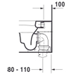 Duravit HappyD 2 closetpot diepspoel staand back to wall 36.5x57cm incl. bevestiging afvoer horizontaal m. WG wit SW54350