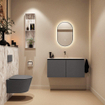 MONDIAZ TURE-DLUX 100cm toiletmeubel Dark Grey. EDEN wastafel Glace positie midden. Zonder kraangat. SW1103236