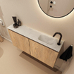 MONDIAZ TURE-DLUX 100cm toiletmeubel Washed Oak. EDEN wastafel Opalo positie rechts. Met 1 kraangat. SW1104620