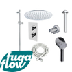 FugaFlow Eccelente Sobrado Badkamer Inbouw Regendoucheset - thermostatisch - plafondarm -glijstang - 25cm hoofddouche - handdouche rond - chroom SW1124100