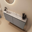 MONDIAZ TURE-DLUX 100cm toiletmeubel Smoke. EDEN wastafel Glace positie links. Met 1 kraangat. SW1103557