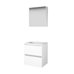 Basic-Line Comfort 46 badkamermeubelset - 60x46cm - greeploos - 2 lades - acryl wastafel - 1 kraangat - Spiegelkast - MDF lak Ice White SW351036