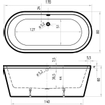 Xenz NOA vrijstaand bad 170x80x60 edelweiss met afvoer/overloopcombinatie chroom SW103229