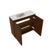 MONDIAZ TURE-DLUX 60cm toiletmeubel Rust. EDEN wastafel Glace positie links. Zonder kraangat. SW1103496