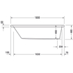 Duravit Starck 1 bad acryl rechthoekig met overloop met 1 rugsteun 180x90x46cm inbouw wit 0297507