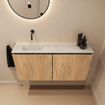 MONDIAZ TURE-DLUX 100cm toiletmeubel Washed Oak. EDEN wastafel Opalo positie links. Zonder kraangat. SW1104632