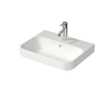 Duravit HappyD 2 Plus opbouwwastafel met kraangat met overloop 50x40cm met keramisch push-open ventiel m. WG wit SW358151