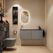 MONDIAZ TURE-DLUX 120cm toiletmeubel Smoke. EDEN wastafel Lava positie links. Met 1 kraangat. SW1104074
