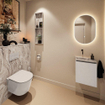 MONDIAZ TURE-DLUX 40cm toiletmeubel Linen. EDEN wastafel Glace positie links. Zonder kraangat. SW1103357