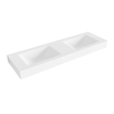 Mondiaz CLOUD Vrijhangende wastafel - 150cm - 2 wasbakken - rand 12cm - solid surface Talc SW424230