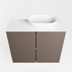 Mondiaz Fowy Toiletmeubel - 60x50x23cm - smoke mat - 1 kraangat - wasbak rechts - 2 deuren - solid surface - blad MDF - wasbak: wit SW761237