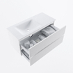 MONDIAZ VICA 100cm badmeubel onderkast Talc 2 lades. Wastafel CLOUD links 1 kraangat, kleur Talc. SW1381941
