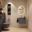 MONDIAZ TURE-DLUX 60cm toiletmeubel Dark Grey. EDEN wastafel Lava positie links. Zonder kraangat. SW1103780