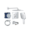 Grohe Grohtherm regendoucheset inbouw - hoofddouche vierkant - handdouche vierkant - gebogen wandarm - chroom SW1235167
