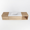 MONDIAZ BUKLA 160cm badmeubel met open module 40 rechts kleur Washed Oak met 2 lades. Wastafel CLOUD midden 0 kraangaten kleur Talc. SW1382003