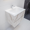 MONDIAZ VICA Badkamermeubelset - 60cm - 2 lades - wasbak Cloud midden - 1 kraangat - solid surface carrara marmer SW410229