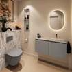 MONDIAZ TURE-DLUX 100cm toiletmeubel Smoke. EDEN wastafel Glace positie rechts. Zonder kraangat. SW1103580