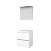 Basic-Line Comfort 46 badkamermeubelset - 60x46cm - greeploos - 2 lades - wastafelblad - Spiegelkast - MDF lak Ice White SW639062