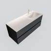 MONDIAZ VICA Badkamermeubelset - 120cm - 2 lades - wasbak Cloud rechts - 1 kraangat - solid surface darkgrey SW409848