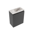 MONDIAZ TURE-DLUX 40cm toiletmeubel Dark Grey. EDEN wastafel Glace positie rechts. Zonder kraangat. SW1103212