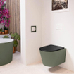 MONDIAZ LAVIE wandclosetpack - 36x53cm - diepspoel - rimless - Army (groen) - softclose - quick-release - toiletzitting - Urban (zwart) SW1208739