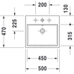 Duravit Vero Air opbouwwastafel geslepen en rugzijde geglazuurd 1 kraangat zonder overloop 50x47cm wit SW157034