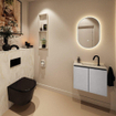 MONDIAZ TURE-DLUX 60cm toiletmeubel Plata. EDEN wastafel Ostra positie midden. Met 1 kraangat. SW1104984