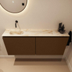 MONDIAZ TURE-DLUX 120cm toiletmeubel Rust. EDEN wastafel Frappe positie links. Zonder kraangat. SW1103035