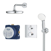 GROHE Grohtherm Perfect Regendoucheset - hoofdddouche 21cm - 2 functies handdouche rond 10cm - rechthoekig afbouwdeel - chroom SW236924