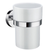 Smedbo Home Bekerhouder - 7.5x9.8x9.3cm - met glas - chroom/porselein SW421677