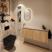 MONDIAZ TURE-DLUX 120cm toiletmeubel Washed Oak. EDEN wastafel Glace positie links. Met 1 kraangat. SW1103654