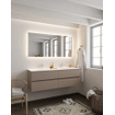MONDIAZ VICA Badkamermeubelset - 150cm - 4 lades - wasbak Cloud dubbel - 2 kraangaten - solid surface smoke SW411437