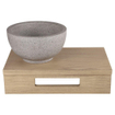 Differnz fonteinset - 40x21x10cm - Rechthoek - 0 kraangaten - grijs/fijn terazzo waskom - Hout licht eiken SW794637
