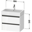 Duravit Ketho 2 wastafelonderbouwkast met 2 laden 68.4x46x54.9cm met grepen antraciet eiken zwart mat SW772306